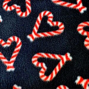 Sleep Chic Size Small Black Background Candy Cane Hearts Polyester Fleece Pants